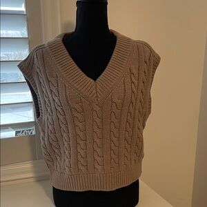 Abercrombie & Fitch Taupe Cable Knit Sweater Vest